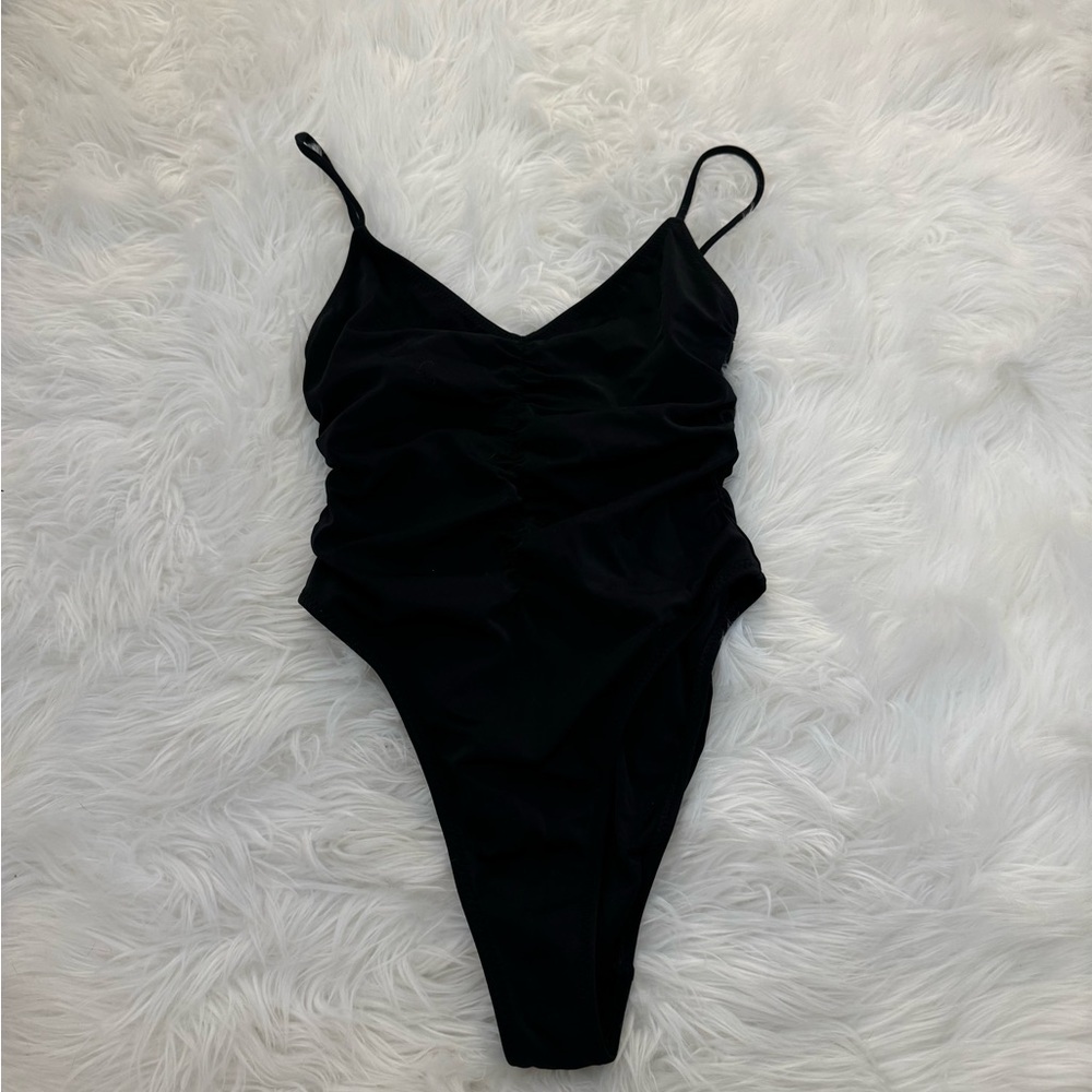 LA hearts ruched one piece swimsuit